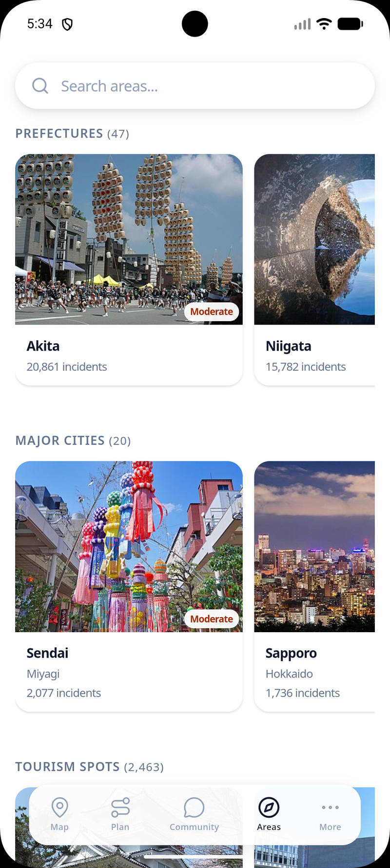 5,000+地區,各有安全等級
