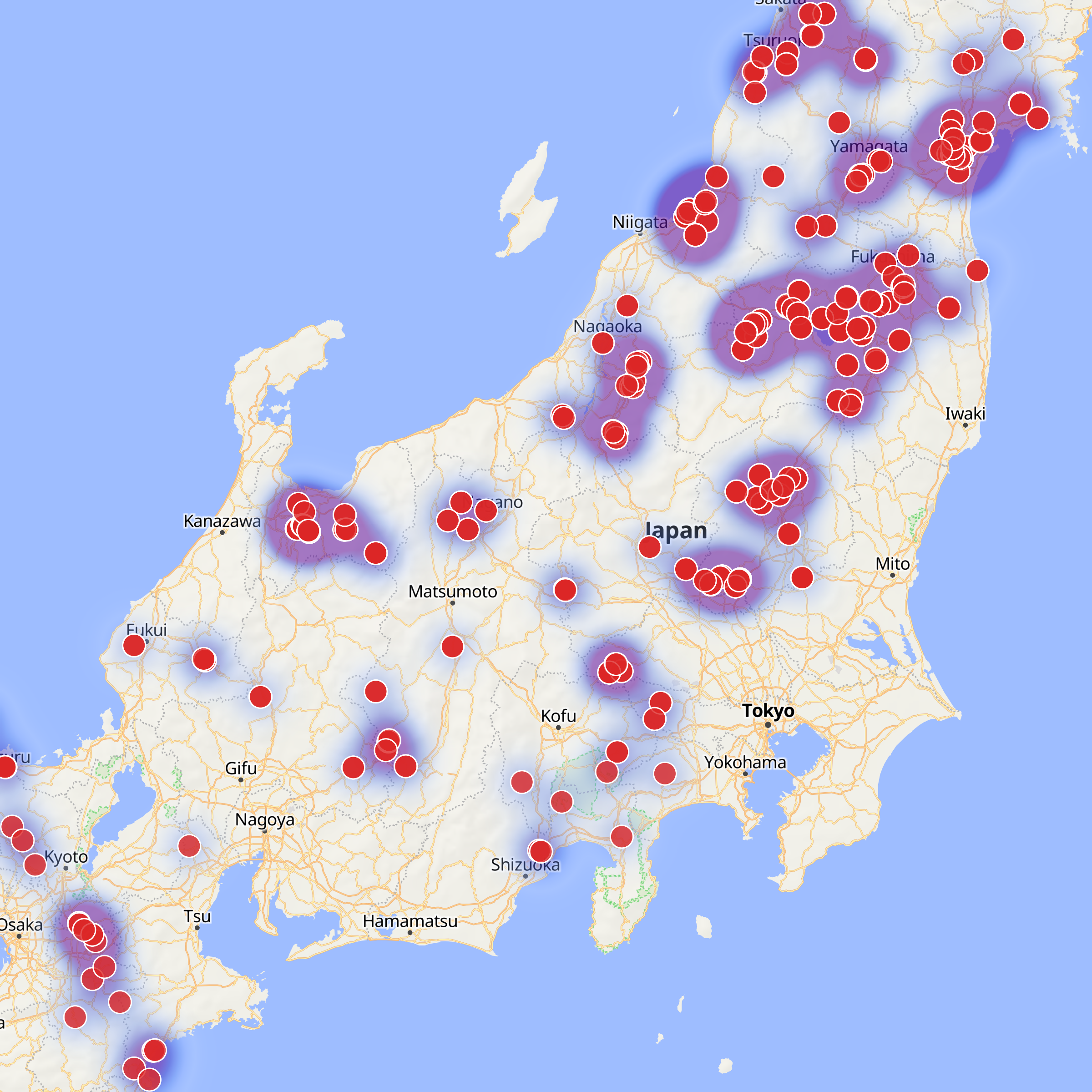 일본 곰 출몰 지도