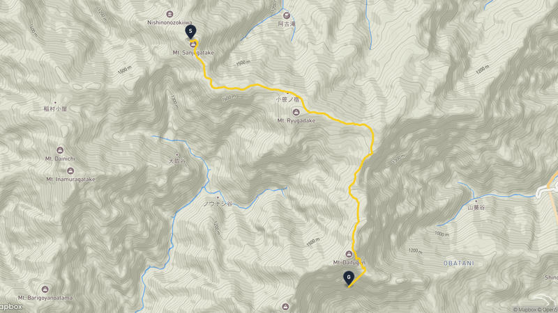 山上岳至大普賢岳 登山路線