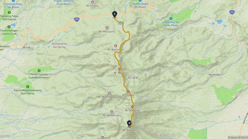 Sakuho to Mount Aka (Yatsugatake) Hiking Route