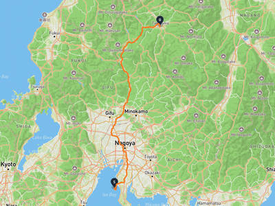 中部国際空港 → 高山城