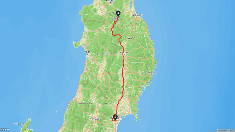 勾當臺公園至十和田市 駕車路線