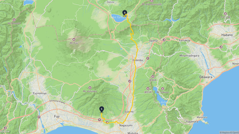 Numazu to Lake Yamanaka Hiking Route