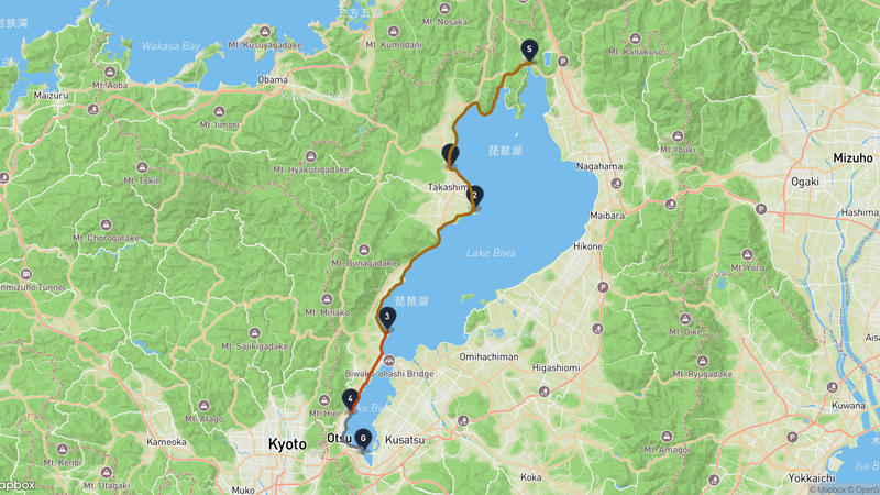 長浜市至膳所城 骑行路线