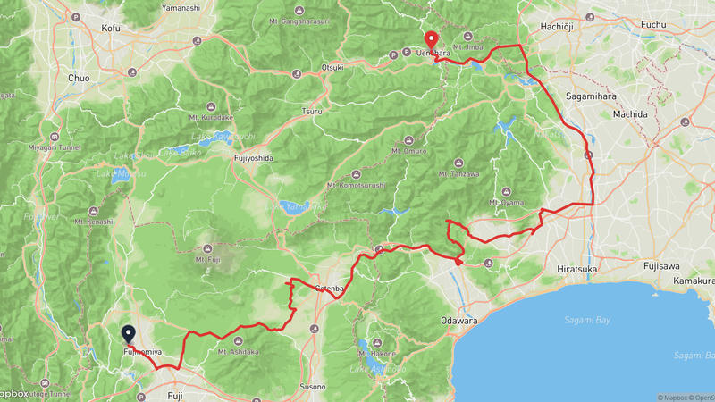 富士山本宮浅間大社〜上野原市 ハイキングルート