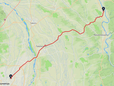 那須烏山市 → 宇都宮城