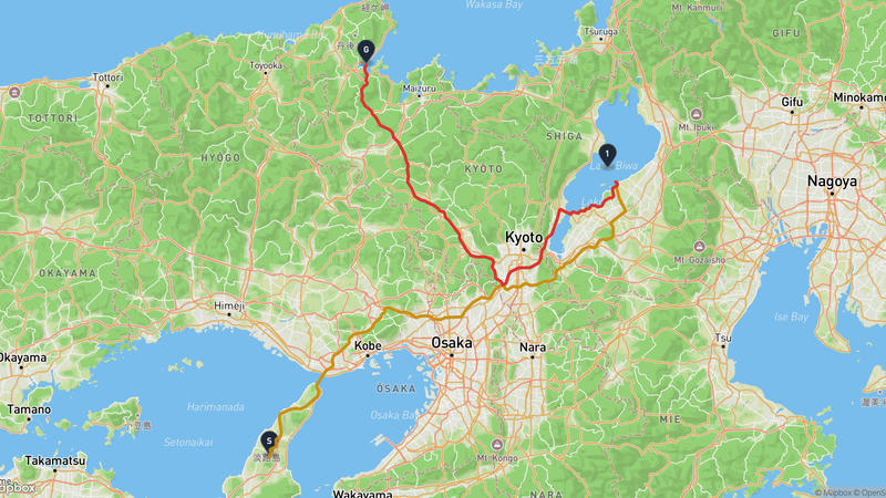 เส้นทางขับรถ เกาะอาวาจิ-Tango-Amanohashidate-Ōeyama Quasi-National Park