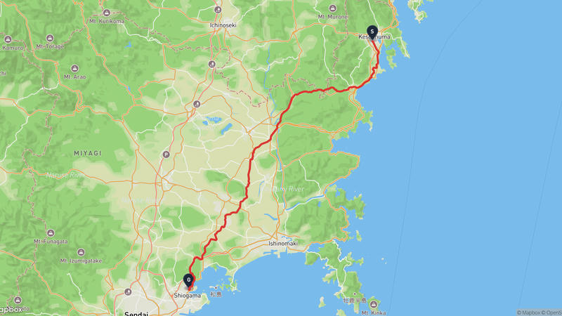 Kesennuma Fishing Port to Shiogama Shrine Cycling Route