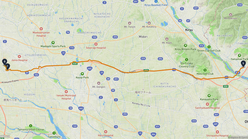 足利市〜前橋市 ハイキングルート