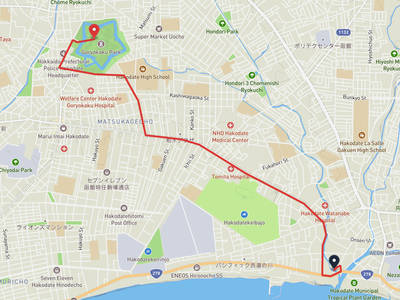 湯之川溫泉 (北海道) → 五稜郭