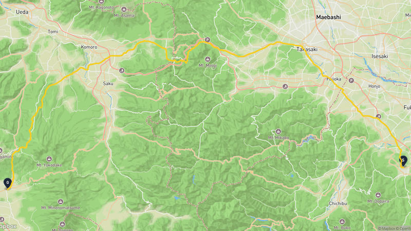 小川町至茅野市 騎行路線