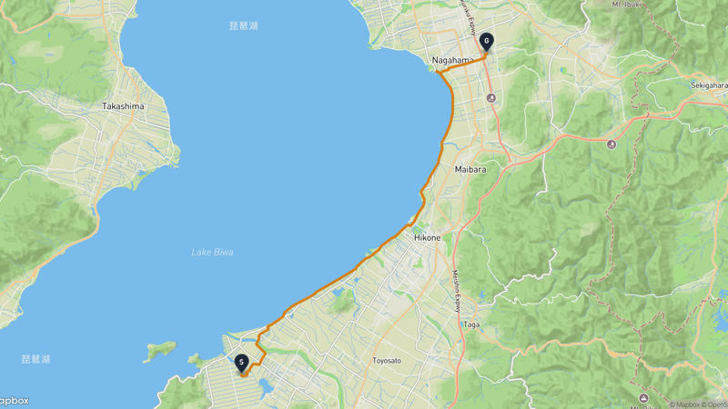 Higashiomi to Nagahama Cycling Route