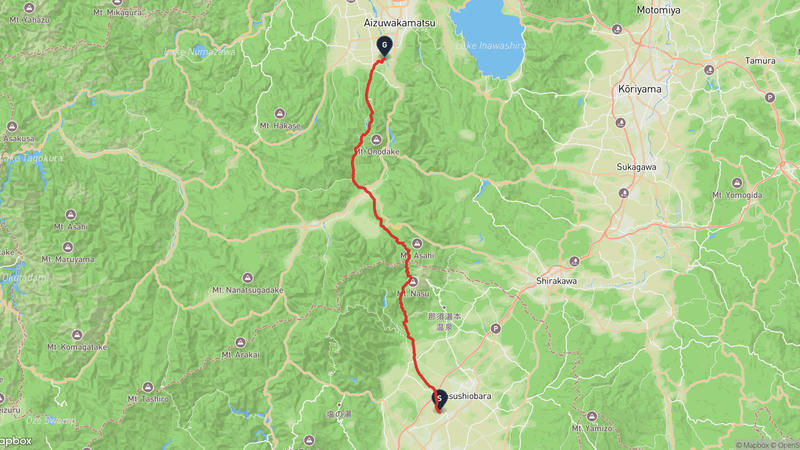 Nasushiobara to Aizumisato Hiking Route