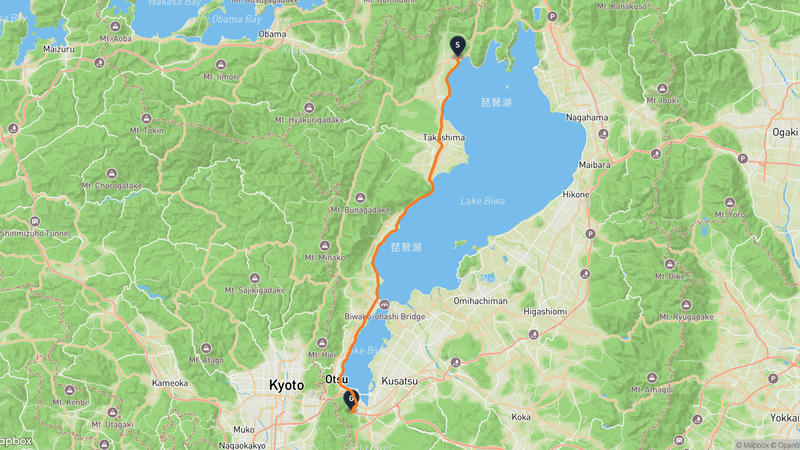 Takashima to Ishiyama-dera Temple Cycling Route
