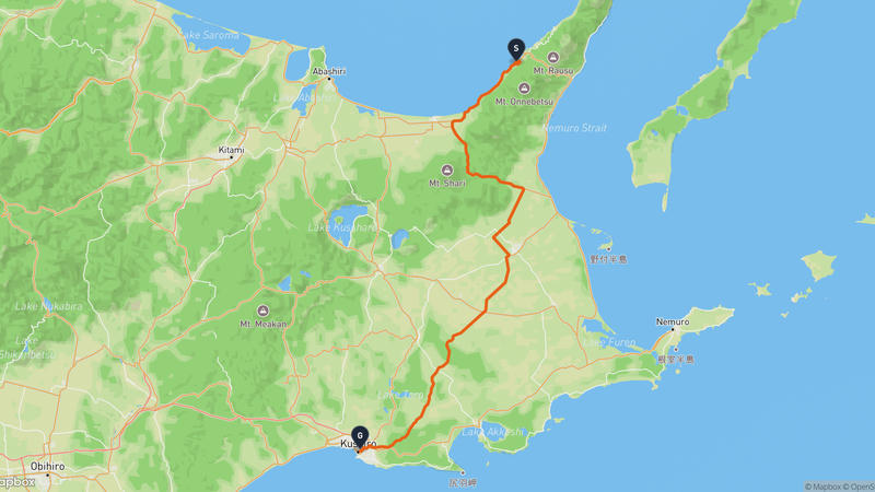 เส้นทางขับรถ Shari-Kushiro