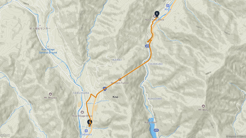 奈良井宿a至木祖村 登山路線