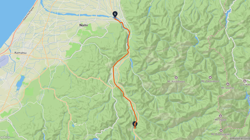 能美市至白山市 骑行路线