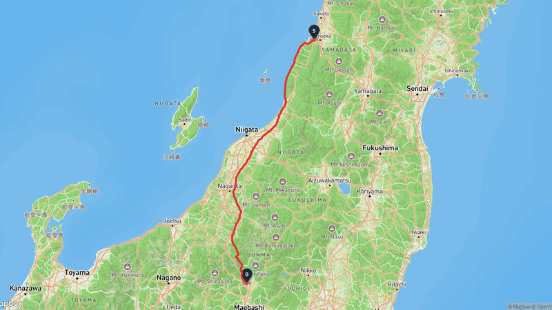 Tsuruoka~Numata 하이킹 루트