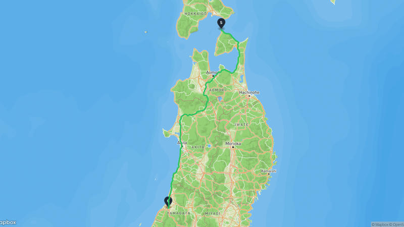 大間崎至致道博物館 騎行路線