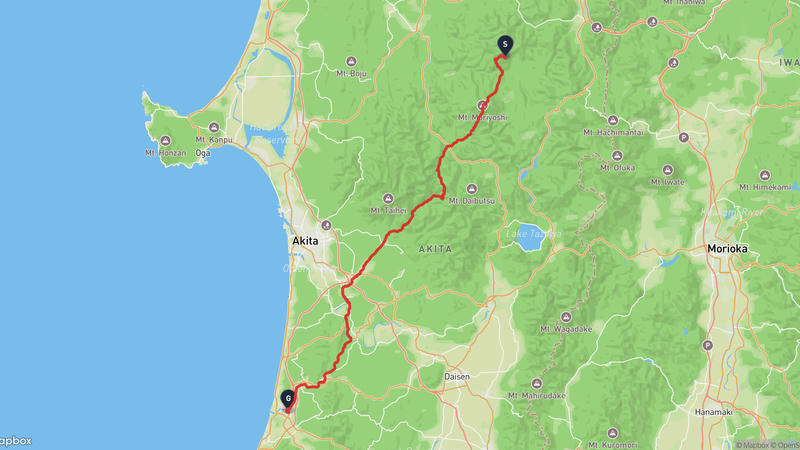 北秋田市至由利本荘市 徒步路线