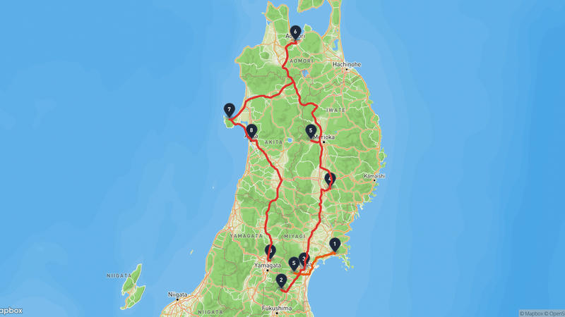 เส้นทางขับรถ Taihaku Ward, Sendai-Tendo