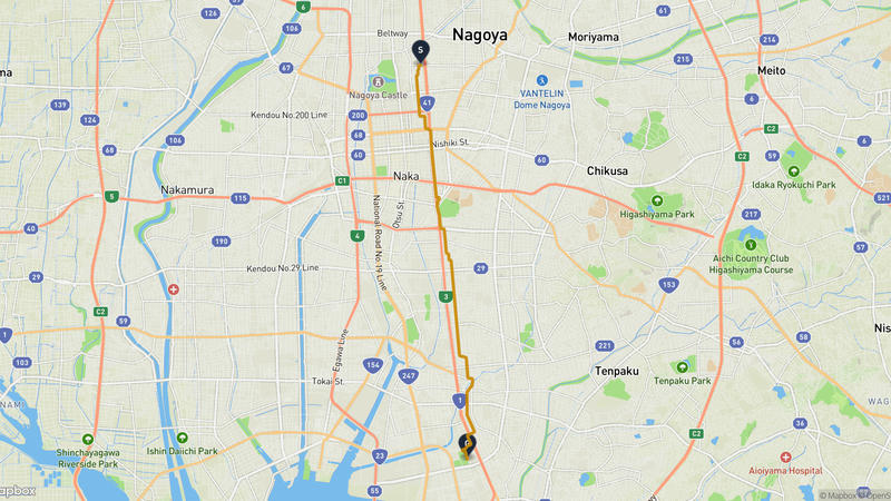 Nagoya Castle to Minami Ward, Nagoya Hiking Route