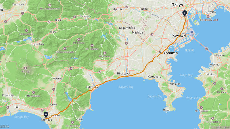 Aqua Park Shinagawa to Kano River Hiking Route