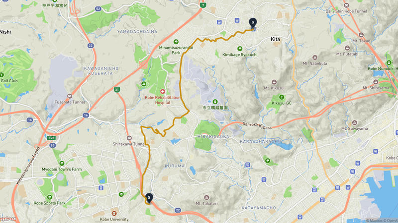 Suma Ward, Kobe to Kita Ward, Kobe Hiking Route