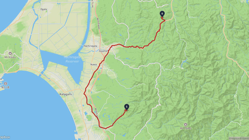 秋田市至上小阿仁村 骑行路线