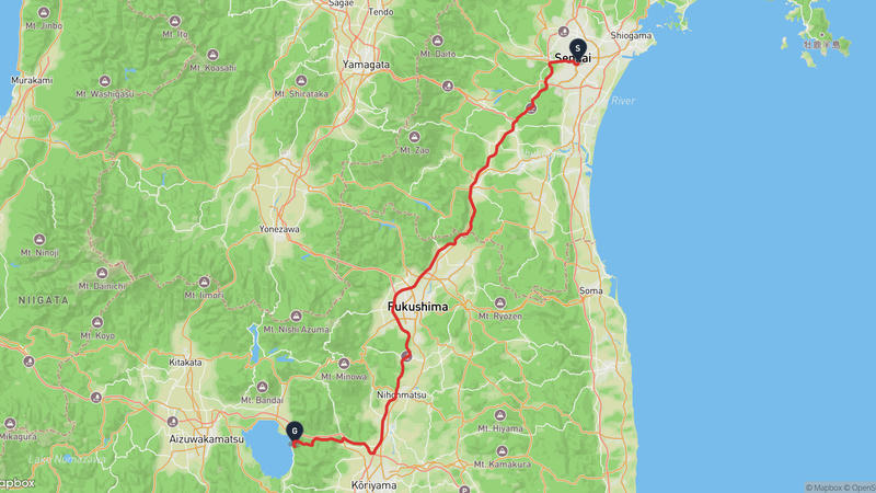 陸奧國分寺至猪苗代町 駕車路線