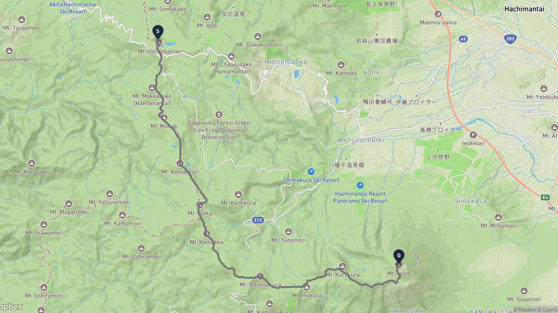 八幡平至岩手山 徒步路线