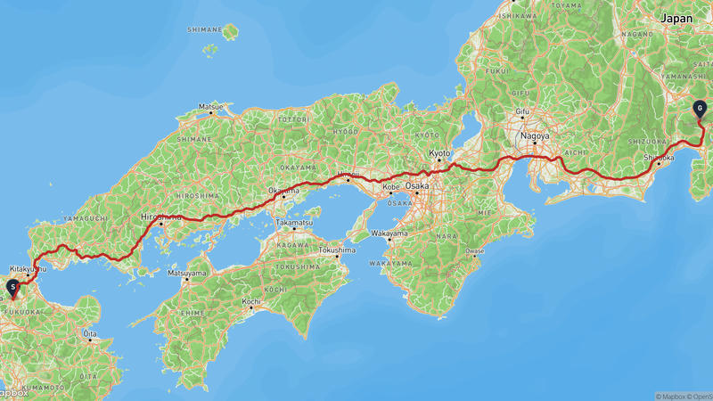 飯塚市至山中湖 駕車路線