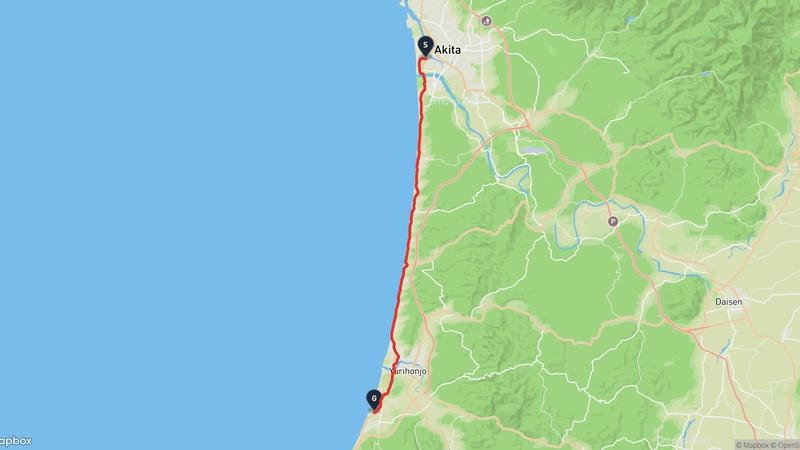 秋田市至由利本荘市 登山路線
