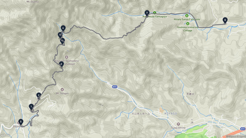 大山至伊勢原市 徒步路线