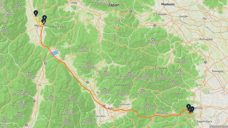 明治之森高尾國定公園至松本市 徒步路线