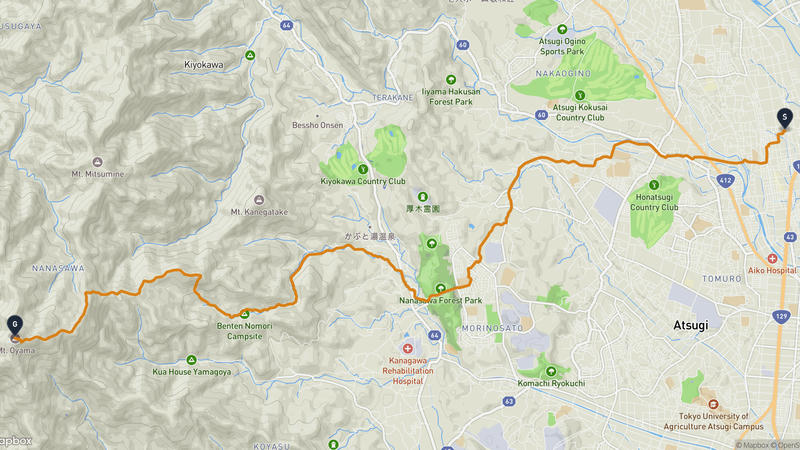 厚木市至大山 登山路線