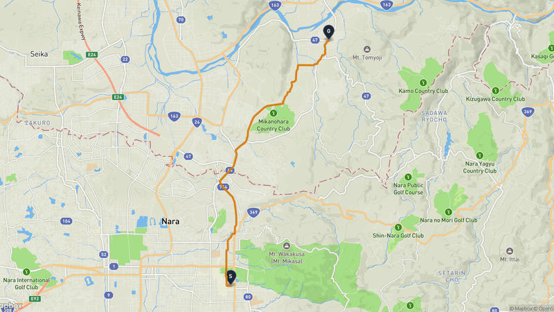 元興寺至木津川市 登山路線