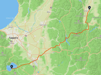 支笏湖 → 富良野市