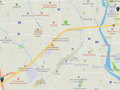 群馬縣廳舍 → 高崎市