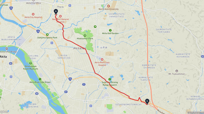 Akita to Akita Museum of Art Hiking Route
