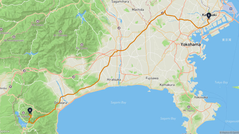 Kawasaki-juku to Mount Koma (Hakone) Drive