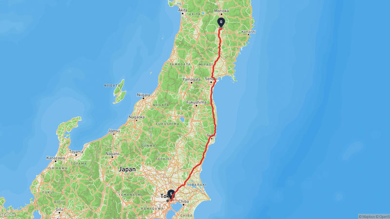 江戶東京博物館至花巻市 駕車路線