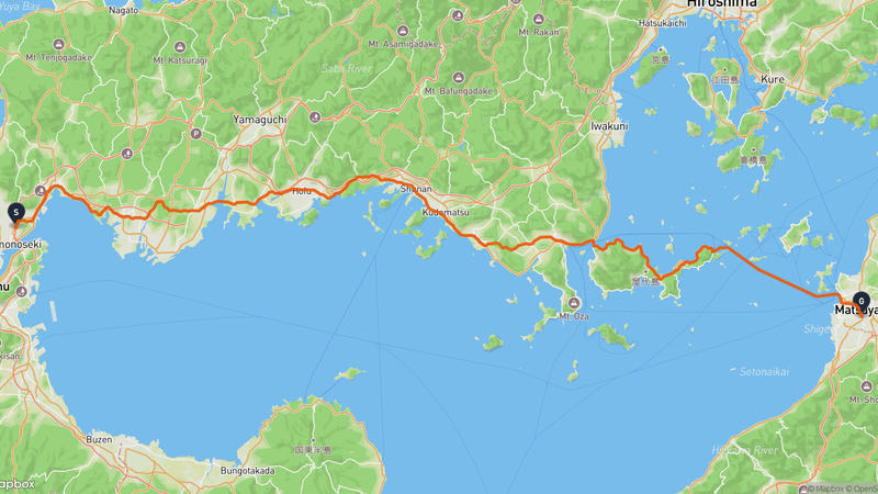 功山寺至爱媛县美术馆 騎行路線