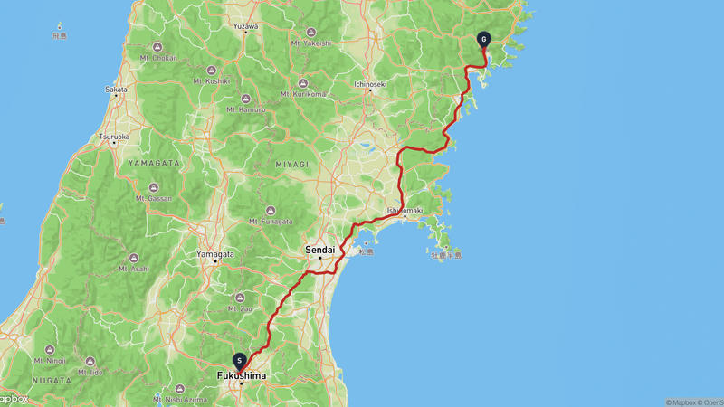 福島市至三陸復興國立公園 驾车路线