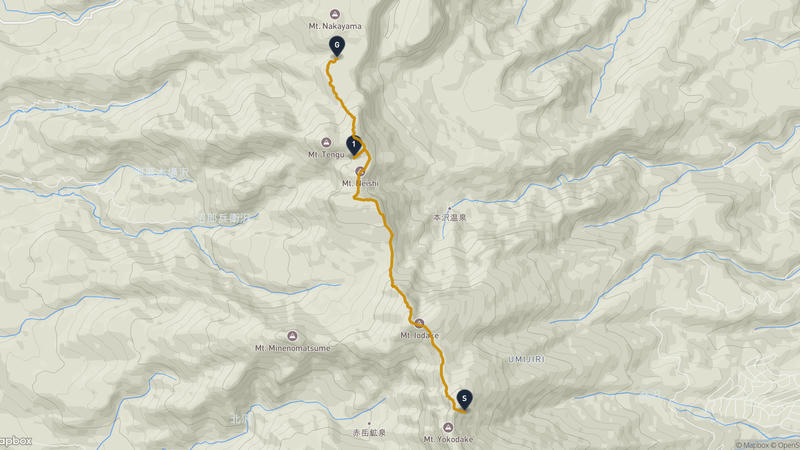 橫岳至天狗岳 登山路線
