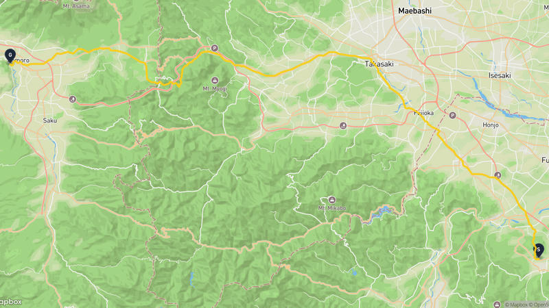 小川町至小諸城 騎行路線