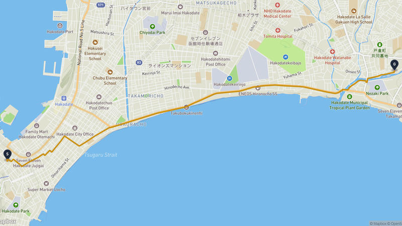 函館市文學館至湯之川溫泉 (北海道) 徒步路线