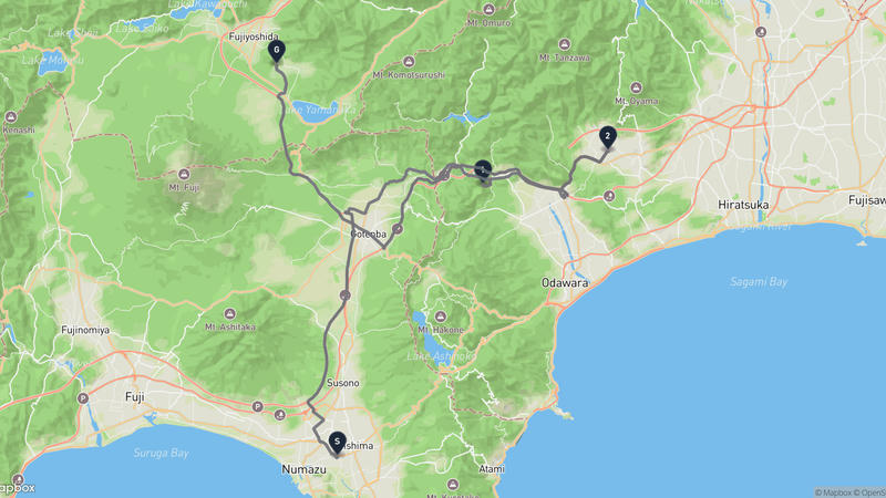 伊豆國分寺至忍野村 驾车路线
