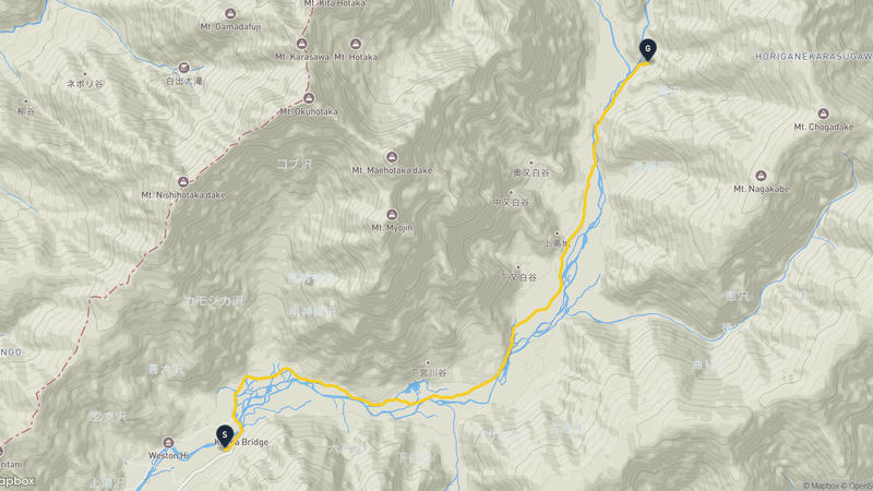 上高地至松本市 徒步路线