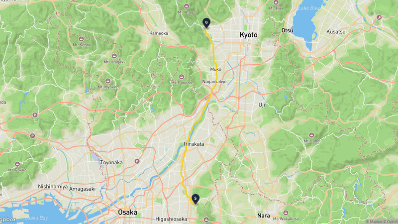 饭盛山至立体模型·京都·日本 徒步路线